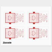 Red Heart Math Graph Save the Date Stickers (Blatt)