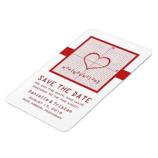 Red Heart Math Graph Speichern Sie das Date Magnet (Linke Seite)