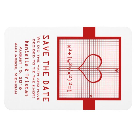 Red Heart Math Graph Speichern Sie das Date Magnet (Horizontal)