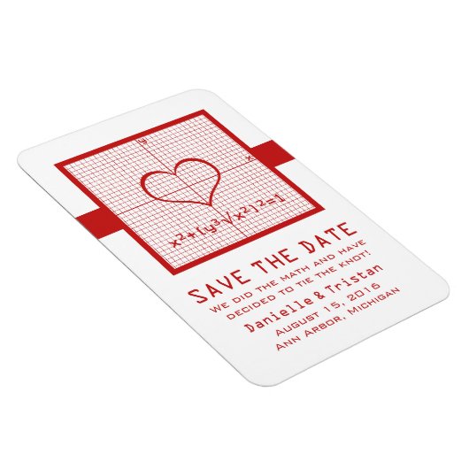 Red Heart Math Graph Speichern Sie das Date Magnet (Rechte Seite)