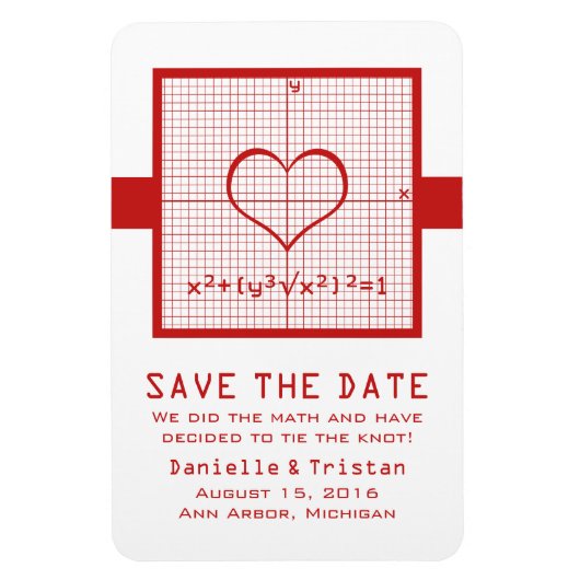 Red Heart Math Graph Speichern Sie das Date Magnet (Vertikal)