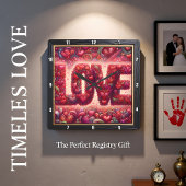 Red Heart Mosaic Love Wall Quadratische Wanduhr