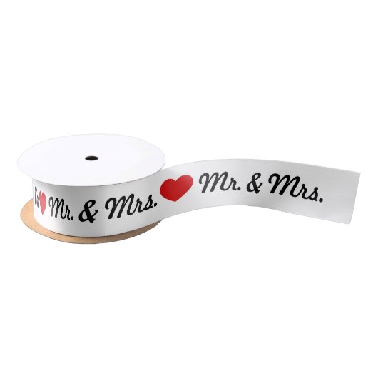 Red Heart Mr. & Mrs. Wedding Satinband (Spule)