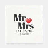 Red Heart Mr. & Mrs. Wedding Serviette (Vorderseite)