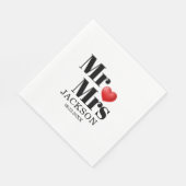 Red Heart Mr. & Mrs. Wedding Serviette (Ecke)