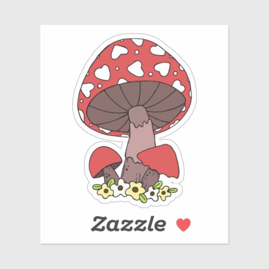 Red Heart Mushroom Laptop Aufkleber (Blatt)