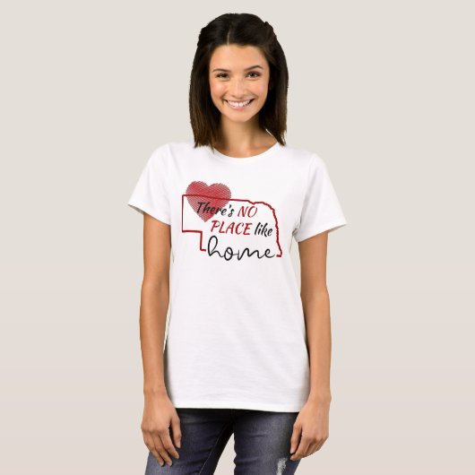 Red Heart Nebraska kein Ort wie Zuhause T-Shirt (Vorne ganz)