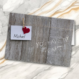 Red Heart Note on Wood Personalisiert Valentine Ca