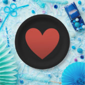 Red Heart on Black Pappteller (Party)