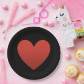 Red Heart on Black Pappteller (Party)