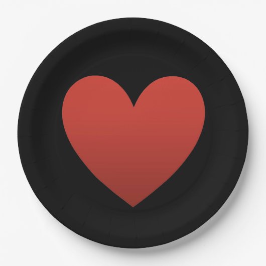 Red Heart on Black Pappteller (Vorderseite)
