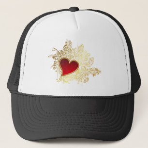 Red Heart on Gold Filigree Truckerkappe