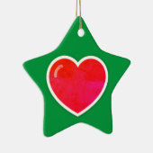 Red Heart on Personalisiert Star Shaped Christmas Keramik Ornament (Rechts)