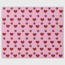 Red heart on pink background Wrapping Paper love Geschenkpapier