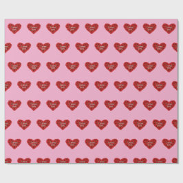 Red heart on pink background Wrapping Paper love Geschenkpapier