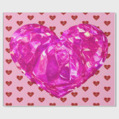 Red heart on pink background Wrapping Paper love Geschenkpapier (Flach)