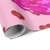 Red heart on pink background Wrapping Paper love Geschenkpapier (Rolleneckpunkt)