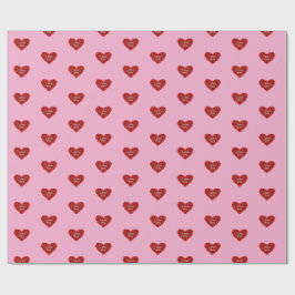 Red heart on pink background Wrapping Paper love Geschenkpapier
