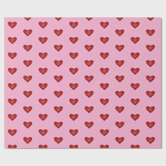 Red heart on pink background Wrapping Paper love Geschenkpapier (Flach)