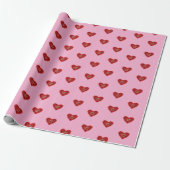 Red heart on pink background Wrapping Paper love Geschenkpapier (Ungerollt)