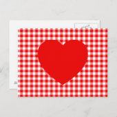 Red Heart on Red Gingham Postkarte (Vorne/Hinten)