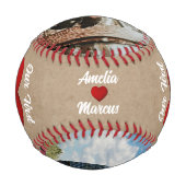 Red Heart Our First Christmas Together 2 Photo Baseball (Rückseite)