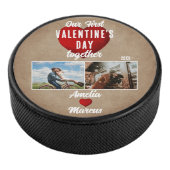 Red Heart Our First Valentine's Together 2 Foto Eishockey Puck (3/4)