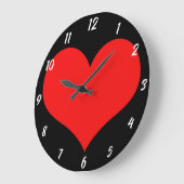 Red Heart Pattern Black Niedlich Valentine's Day G Große Wanduhr (Winkel)
