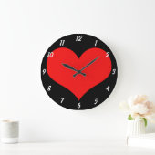 Red Heart Pattern Black Niedlich Valentine's Day G Große Wanduhr (Zuhause)