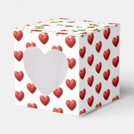 Red Heart Pattern Gift Box with Heart Window Geschenkschachtel
