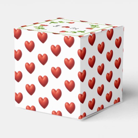 Red Heart Pattern Gift Box with Heart Window Geschenkschachtel (Rückseite)