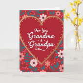 Red Heart Pattern Grandma Grandpa Card Karte (Gelbe Blume)