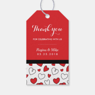 Red Heart Pattern Liebe Doodles Wedding Gift Tags Geschenkanhänger