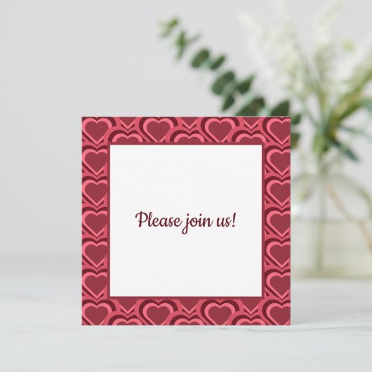 Red Heart Pattern Save The Date (Stehend Vorderseite)