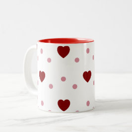 Red Heart Pattern Valentine Zweifarbige Tasse