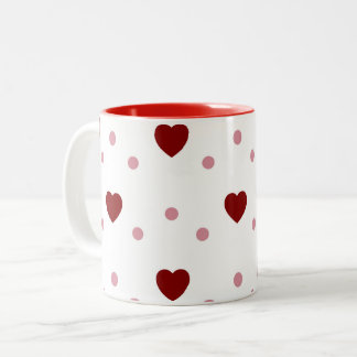 Red Heart Pattern Valentine Zweifarbige Tasse