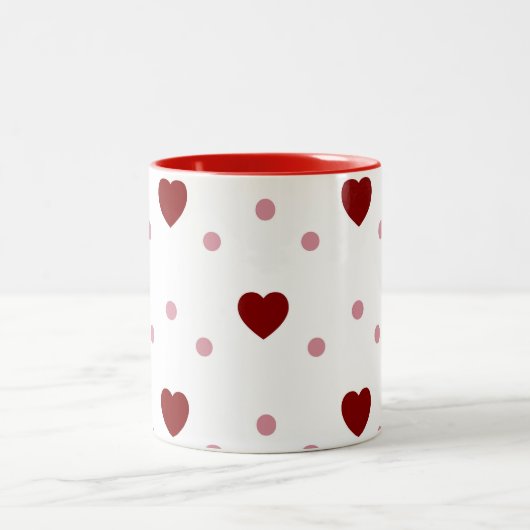 Red Heart Pattern Valentine Zweifarbige Tasse (Mittel)