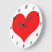 Red Heart Pattern White Niedlich Valentine's Day G Große Wanduhr (Winkel)