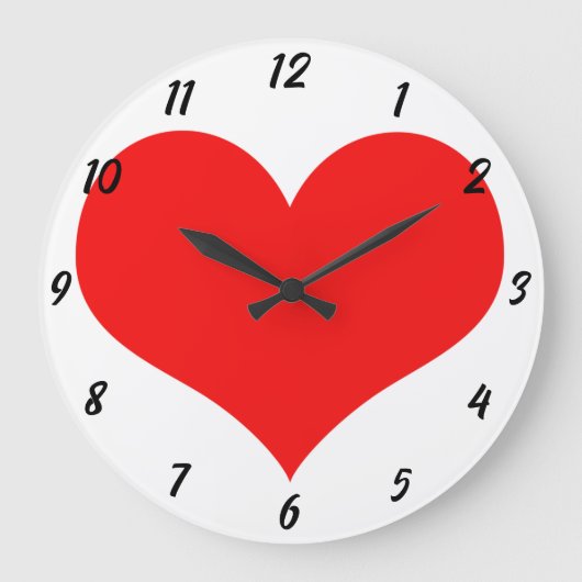 Red Heart Pattern White Niedlich Valentine's Day G Große Wanduhr (Vorderseite)