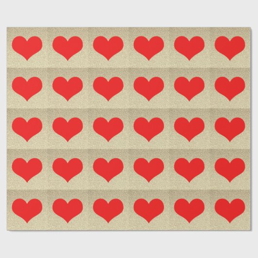 Red Heart Patterns Wedding Gold Glitzer Modern Geschenkpapier (Flach)
