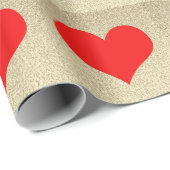 Red Heart Patterns Wedding Gold Glitzer Modern Geschenkpapier (Rolleneckpunkt)