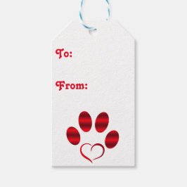 Red Heart Paw Geschenkanhänger