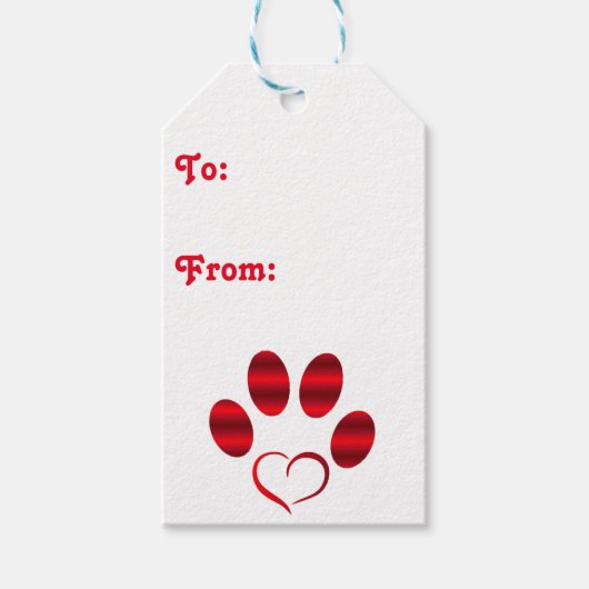 Red Heart Paw Geschenkanhänger (Vorderseite)