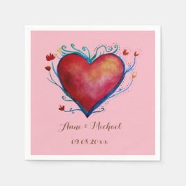 Red Heart Personalisiert Wedding Napkins Serviette