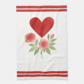 Red Heart Pink Roses Valentine's Day Geschirrtuch (Vertikal)