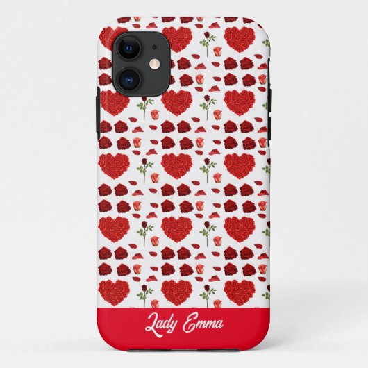 Red heart red flowers garden chic floral foliage Case-Mate iPhone hülle (Rückseite)