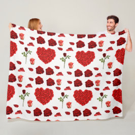 Red heart red flowers garden chic floral foliage fleecedecke