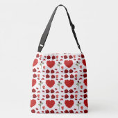 Red heart red flowers garden chic floral foliage tragetaschen mit langen trägern (Rückseite)