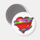 Red Heart Ribbon Magnet (Vorderseite/Rückseite)