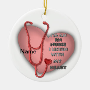 Red Heart RN Registered Nurse Keramik Ornament